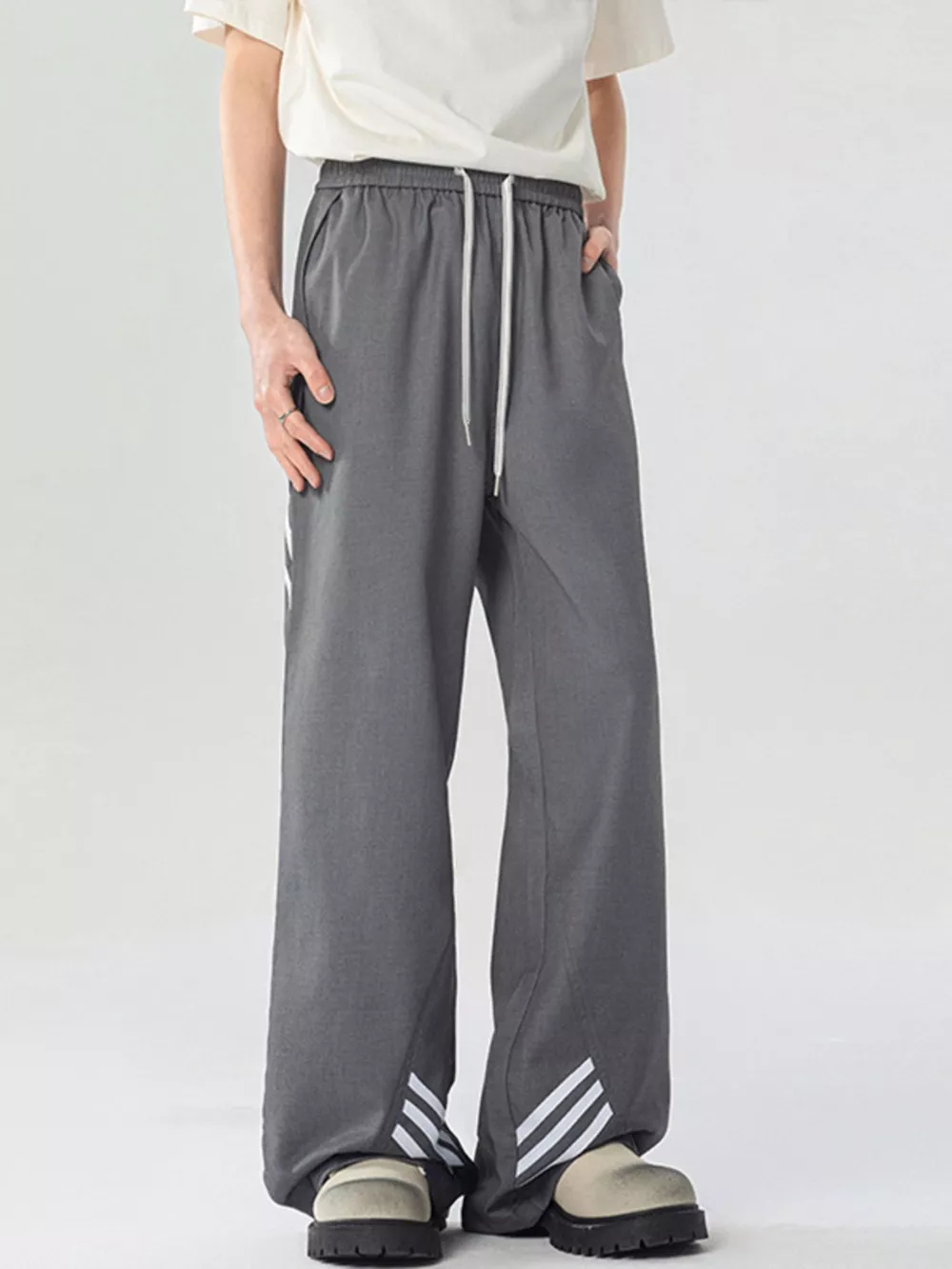 Men's Full Size Wide Leg Striped Casual Pants Plus Size, image 5