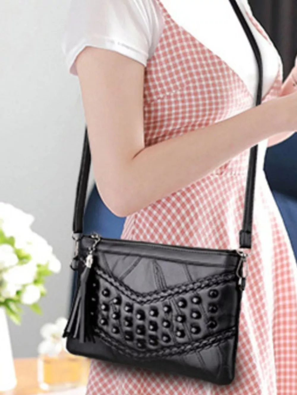 Studded Leather Crossbody Bag, image 2