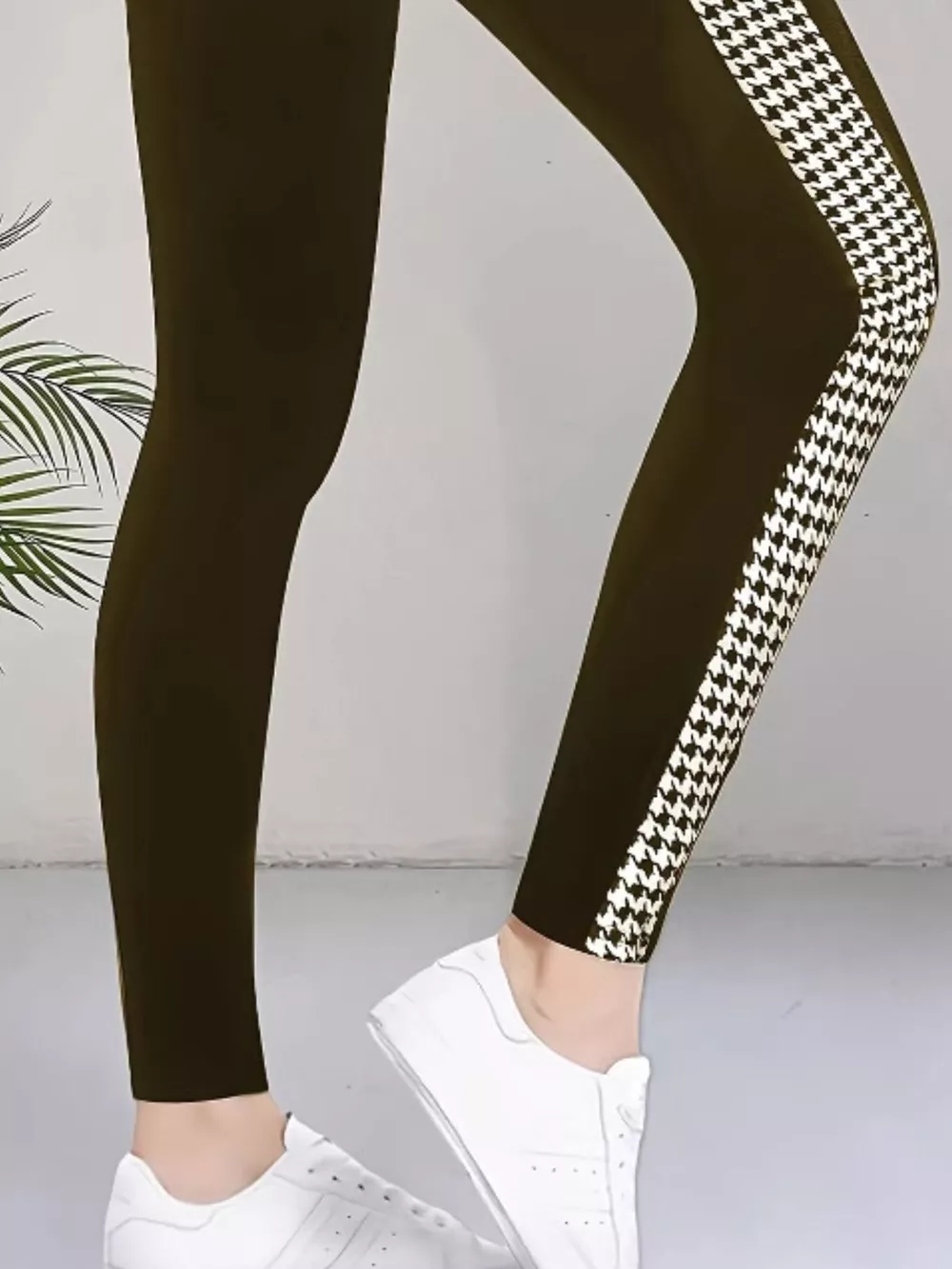 High-Waisted Side Houndstooth Active Leggings, image 6
