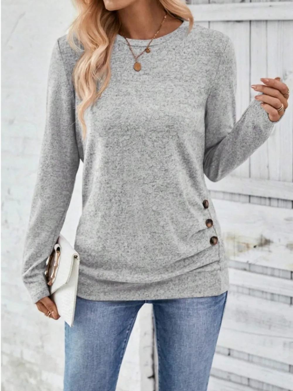 Round Neck Long Sleeve T-Shirt, image 3