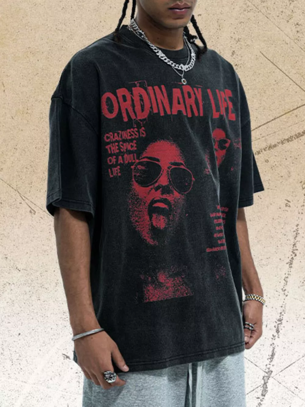 Men's Vintage Graphic Print Oversized T-Shirt, image 2