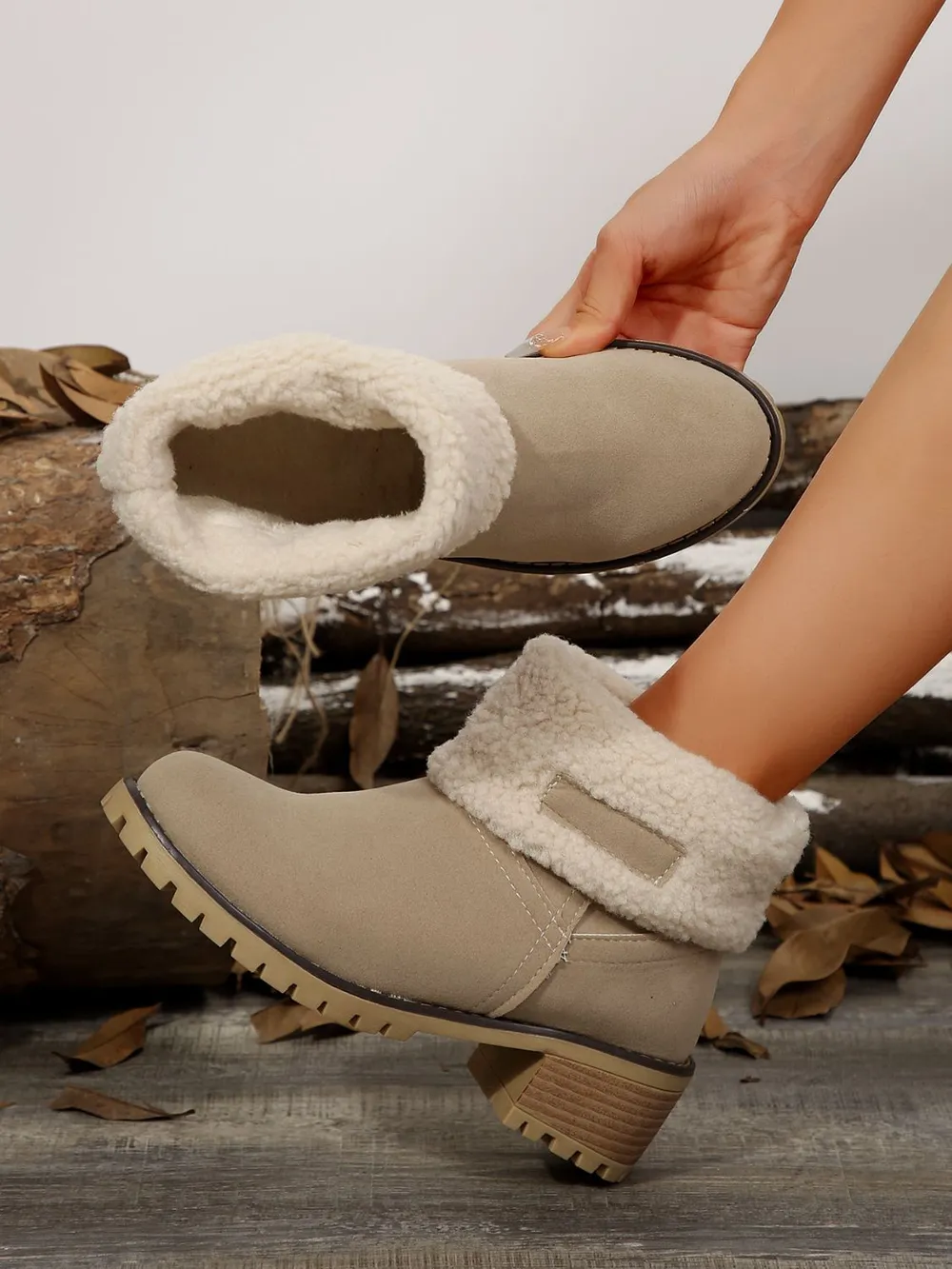 Thermal Fuzzy Block Heel Boots, image 28