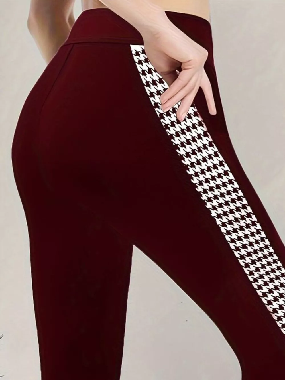 High-Waisted Side Houndstooth Active Leggings, image 8