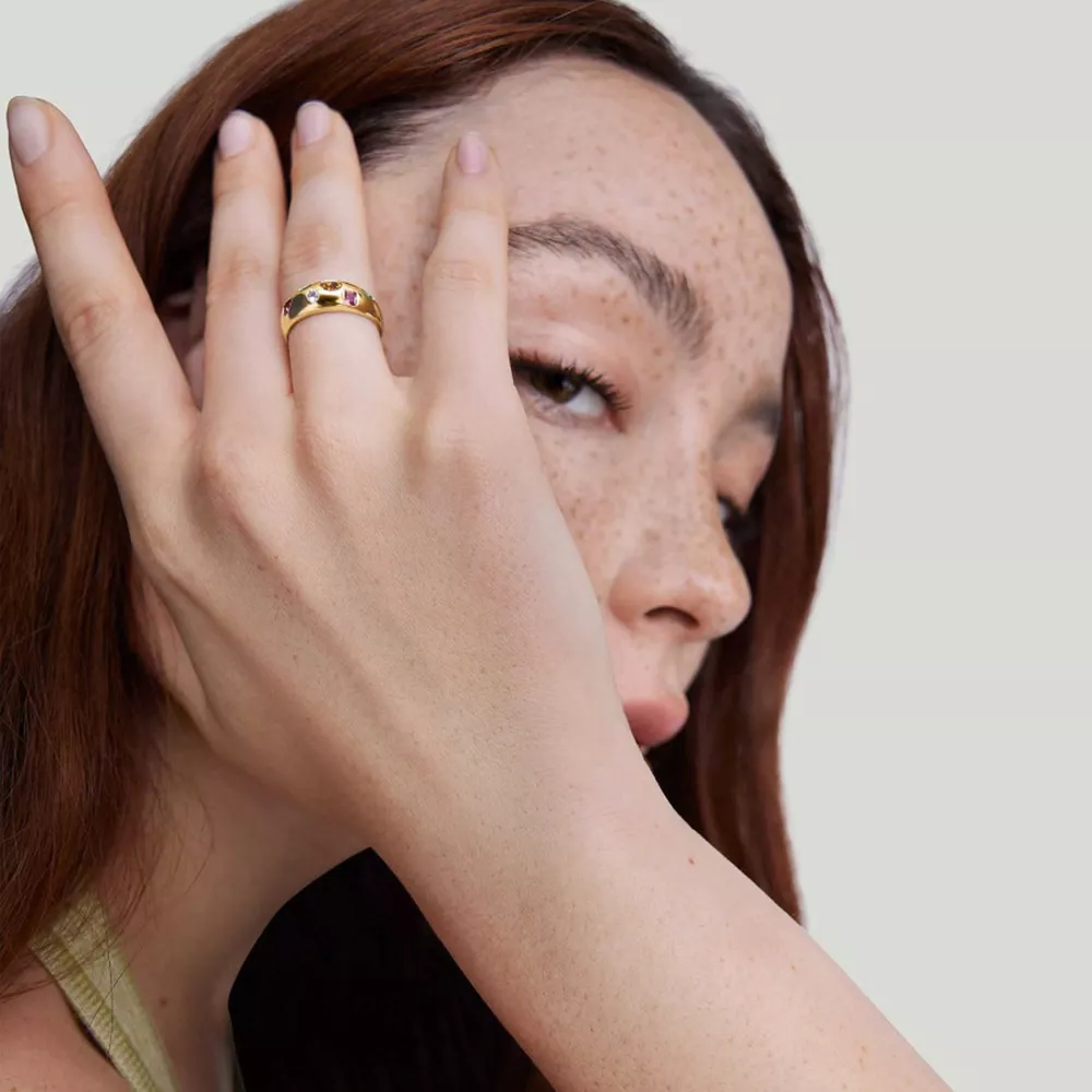 18K Gold-Plated Colorful Zircon Ring, image 6