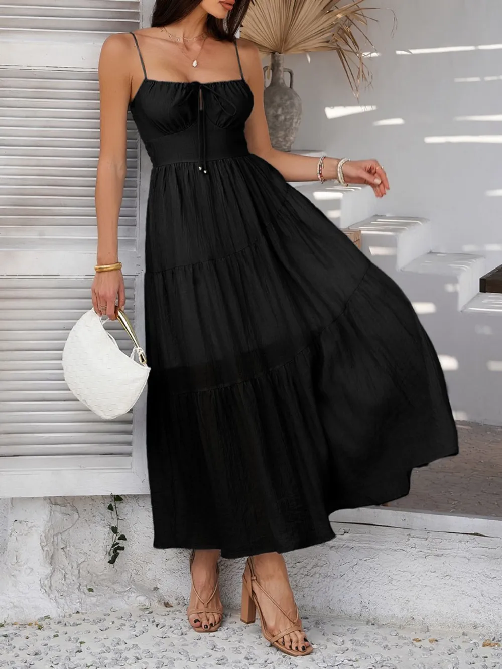 Smocked Tiered Maxi Cami Dress, image 9