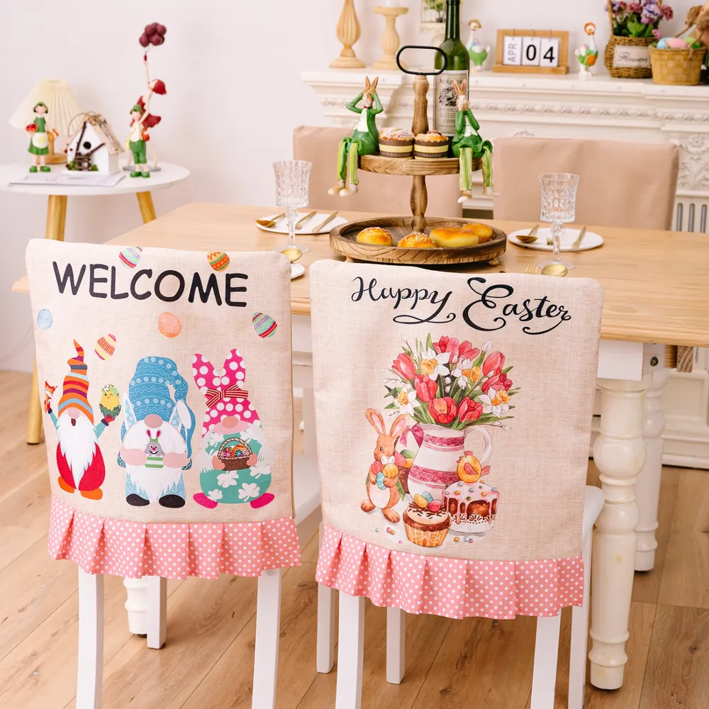 Easter Polka Dot Pleated Hem Chair Cover, image 5