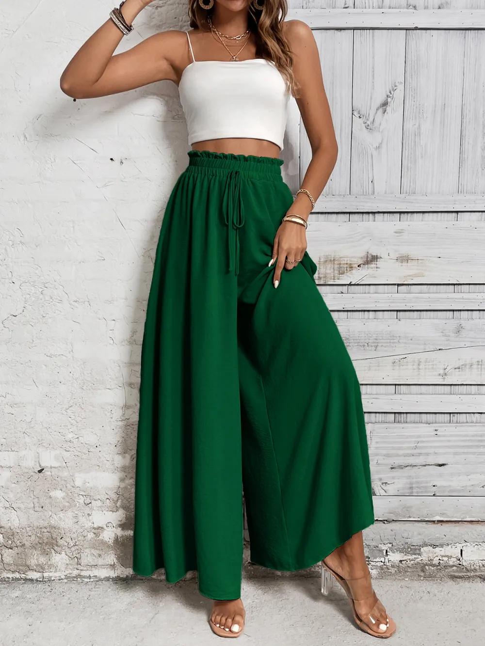 Tied High Waist Wide Leg Pants, image 17