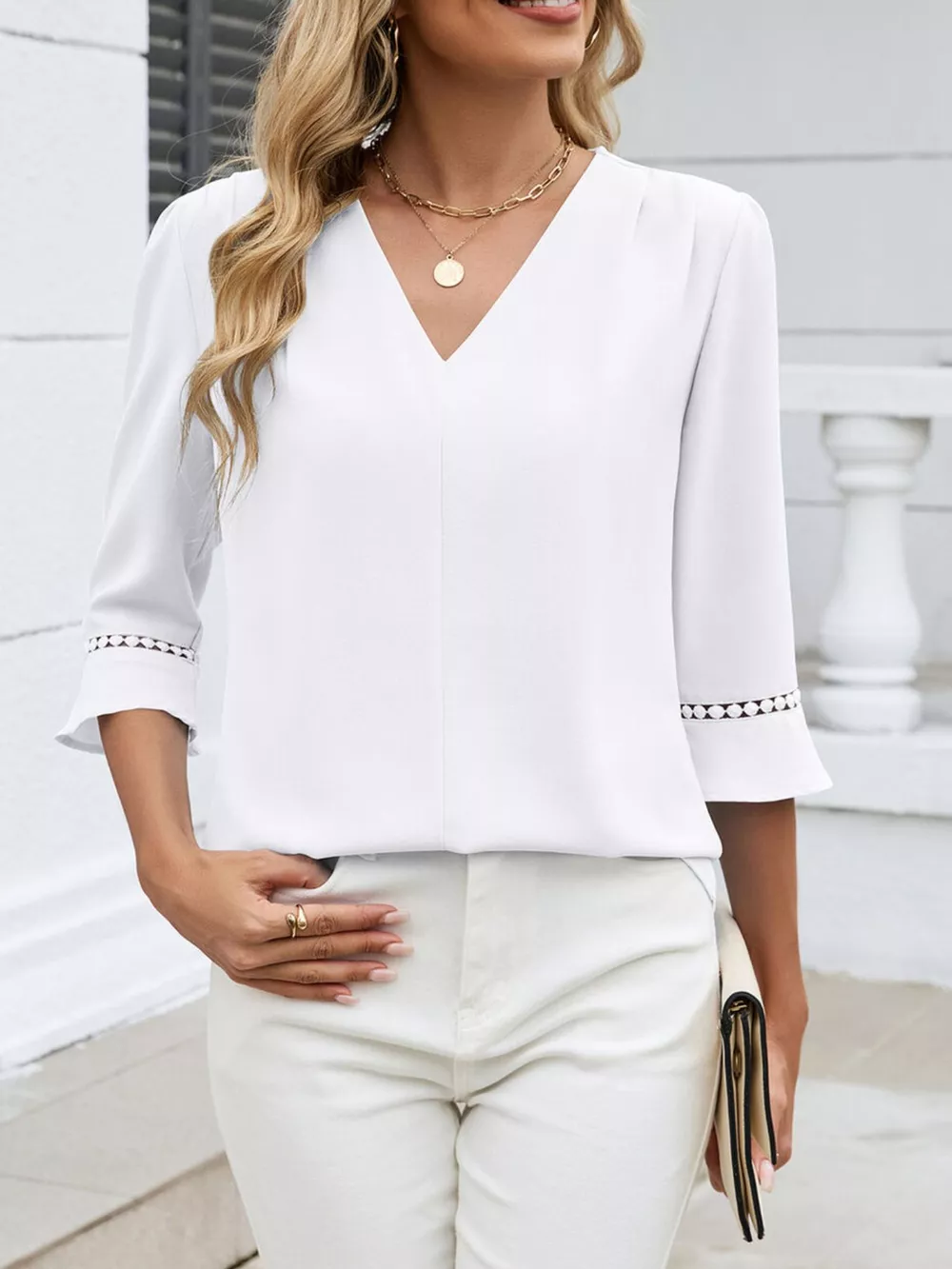 V-Neck 3/4 Sleeve Blouse, image 21