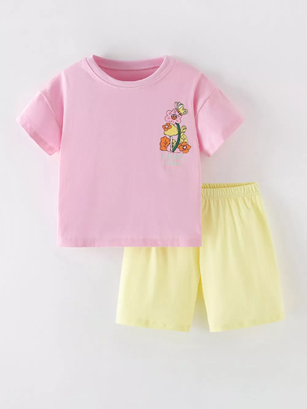 Children's Floral Print Short Sleeve T-Shirt & Shorts Set