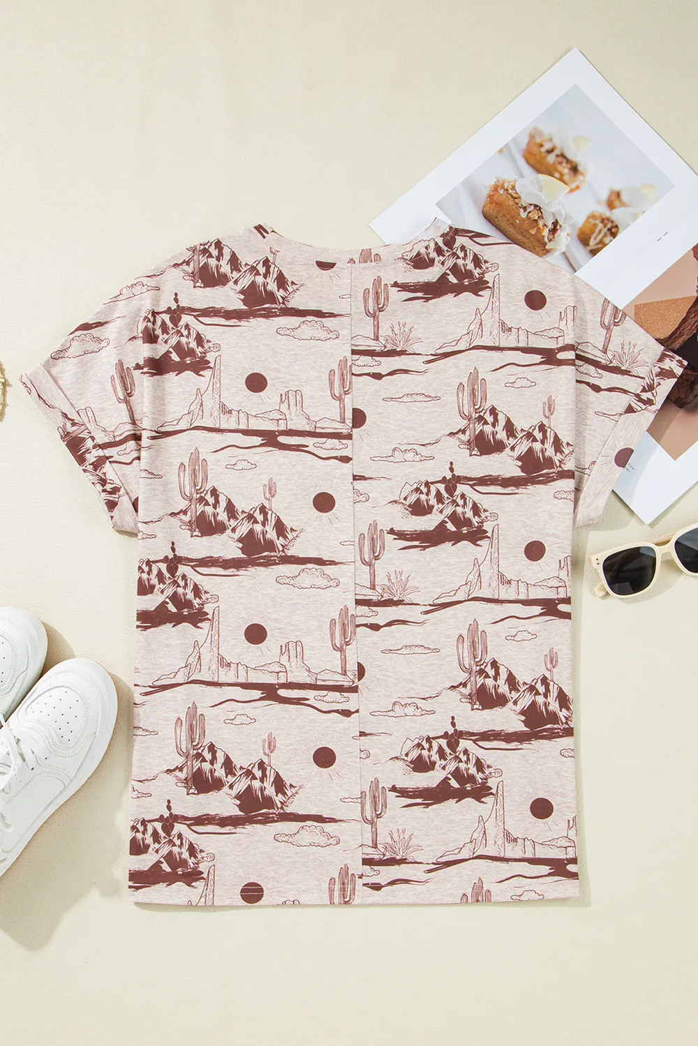 Printed Round Neck Short Sleeve T-Shirt, image 8