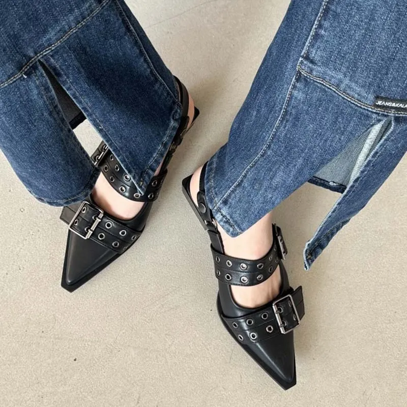 Point Toe Eyelet Buckle Slip-Ons, image 4