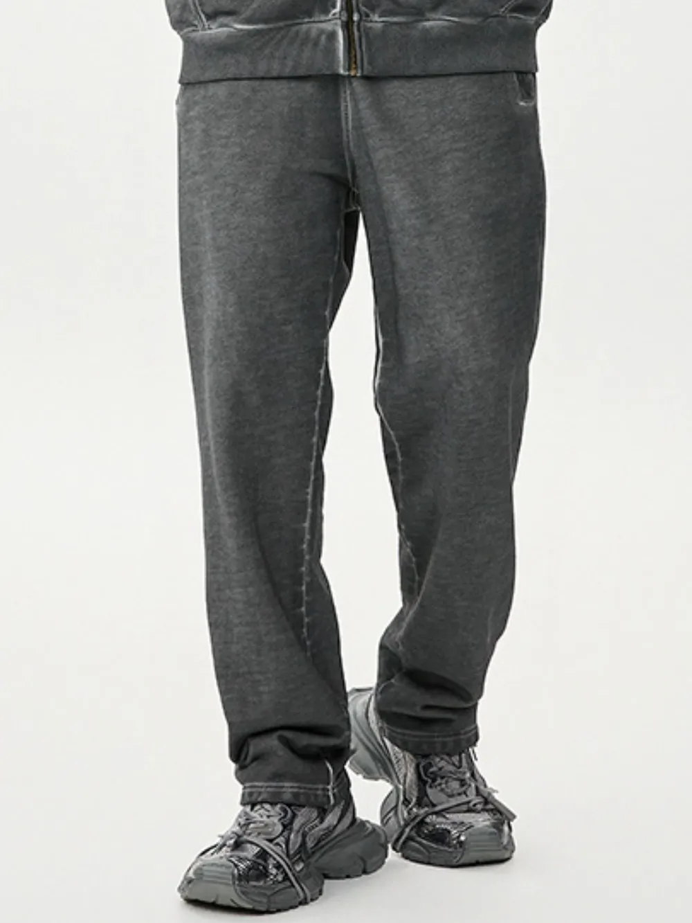 Men's Drawstring Washed Straight Sweatpants, image 5