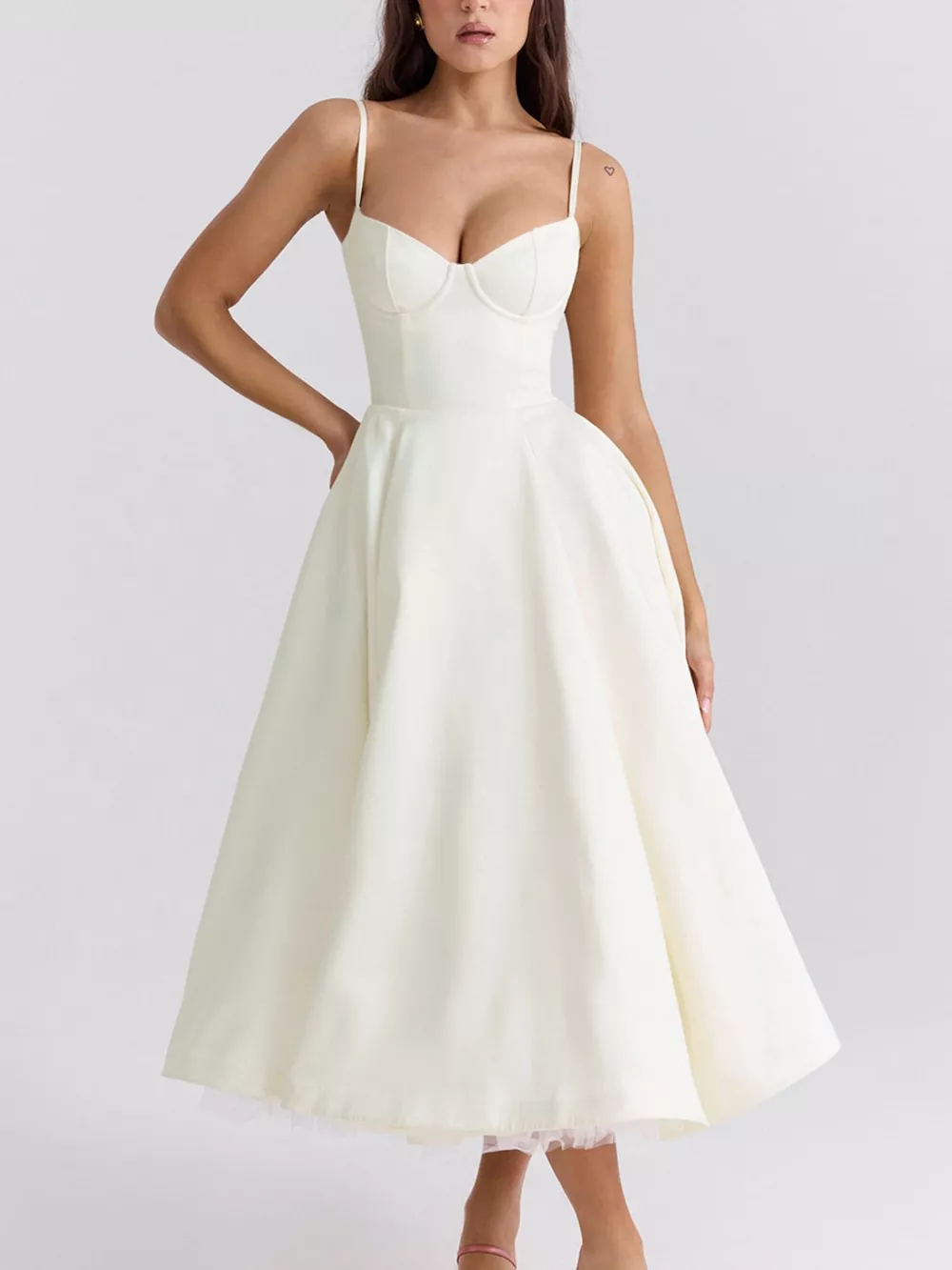 Sweetheart Neck A-Line Midi Dress, image 25