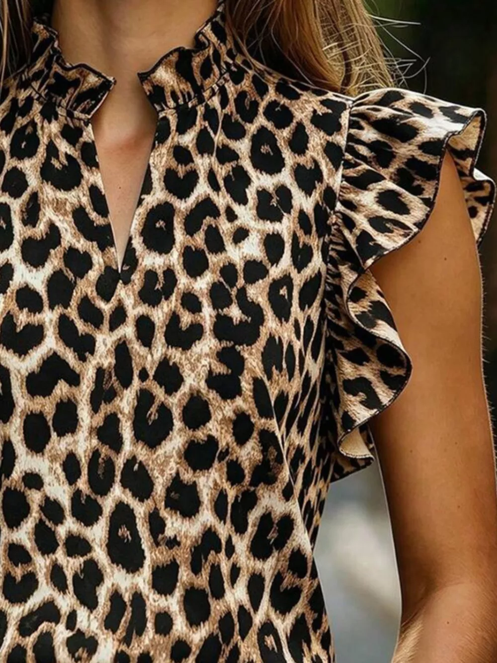 Printed Ruffle Sleeve Blouse, image 3