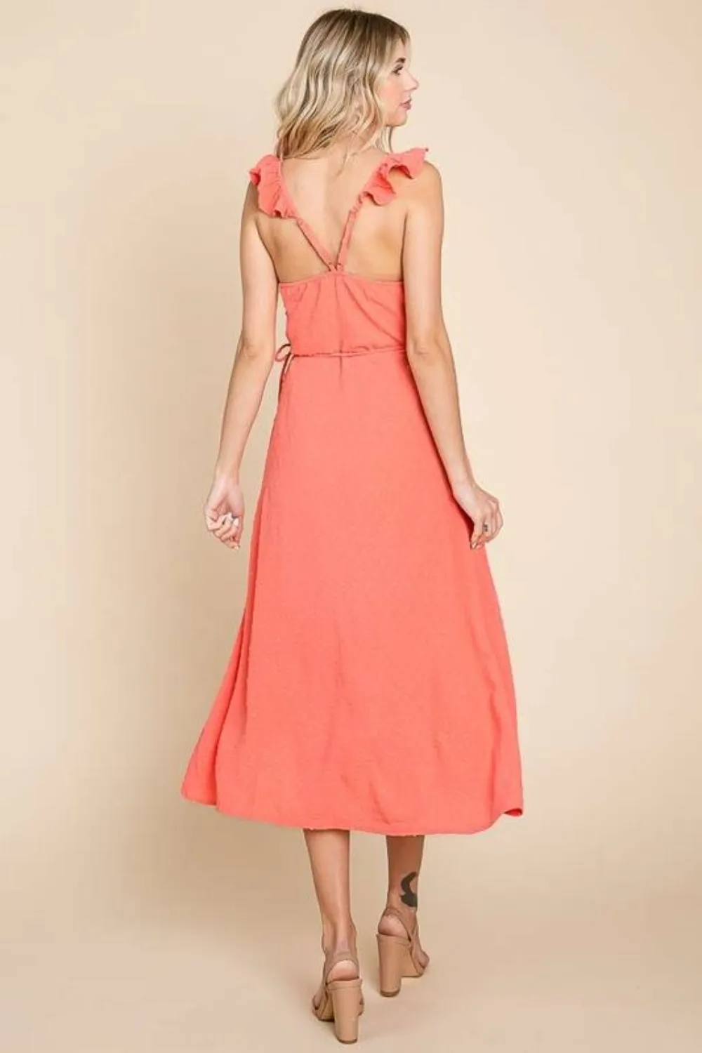Ruffle Detail Surplice Wrap Slip Dress, image 4