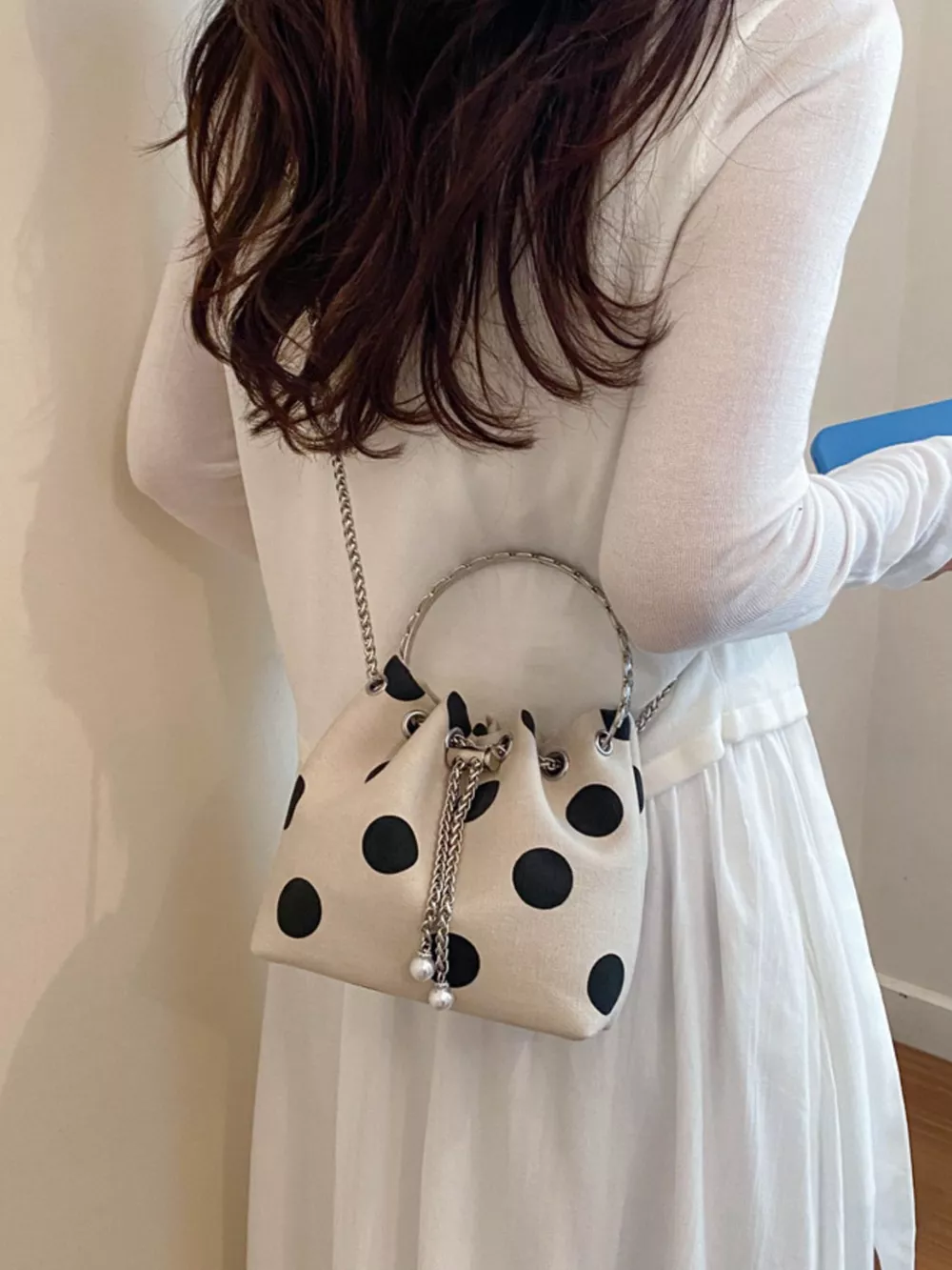 Polka Dot Bucket Crossbody Bag, image 4