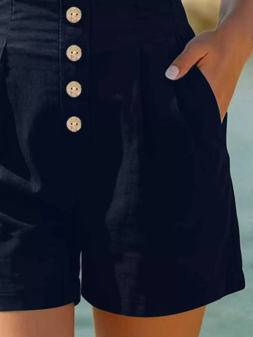 Button Fly High Waist Shorts, image 30