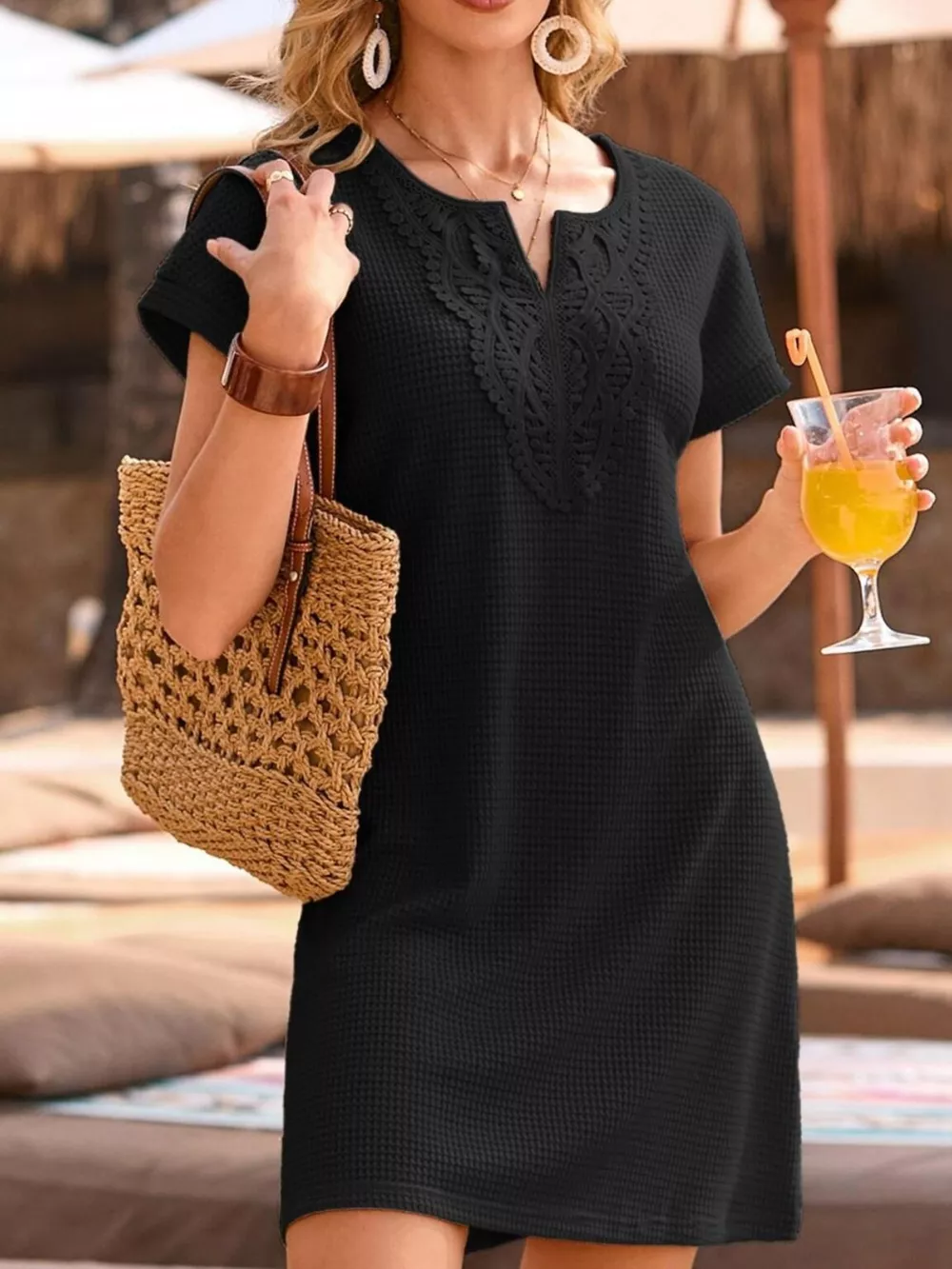 Waffle Knit Short Sleeve Dress, image 17