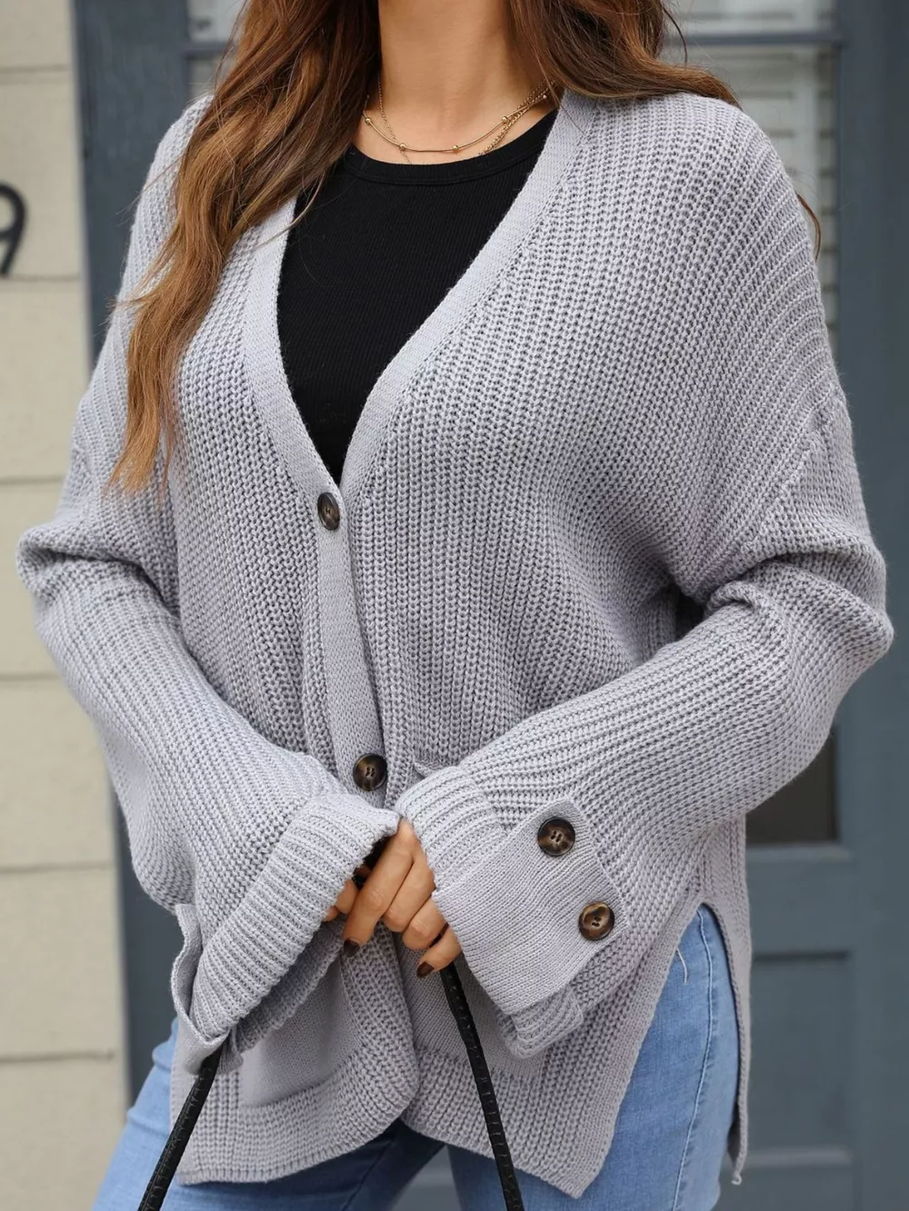 Oversized Knit Button-Down Cardigan, image 6