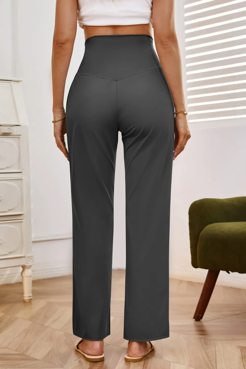 High Waist Wide Leg Pants with Pockets, image 23