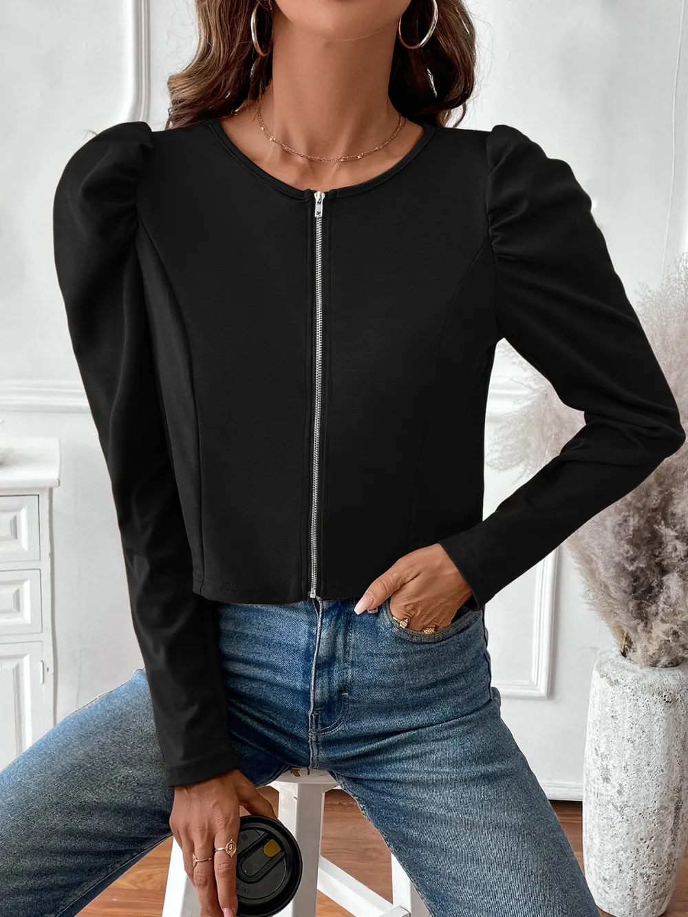 Zip Up Long Sleeve Jacket, image 4