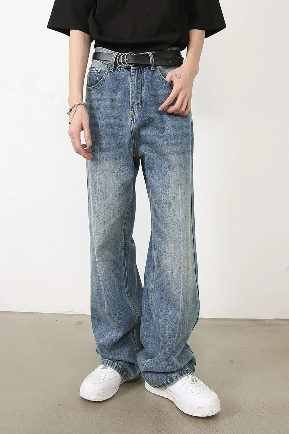 Men's Washed Jeans with Pockets
