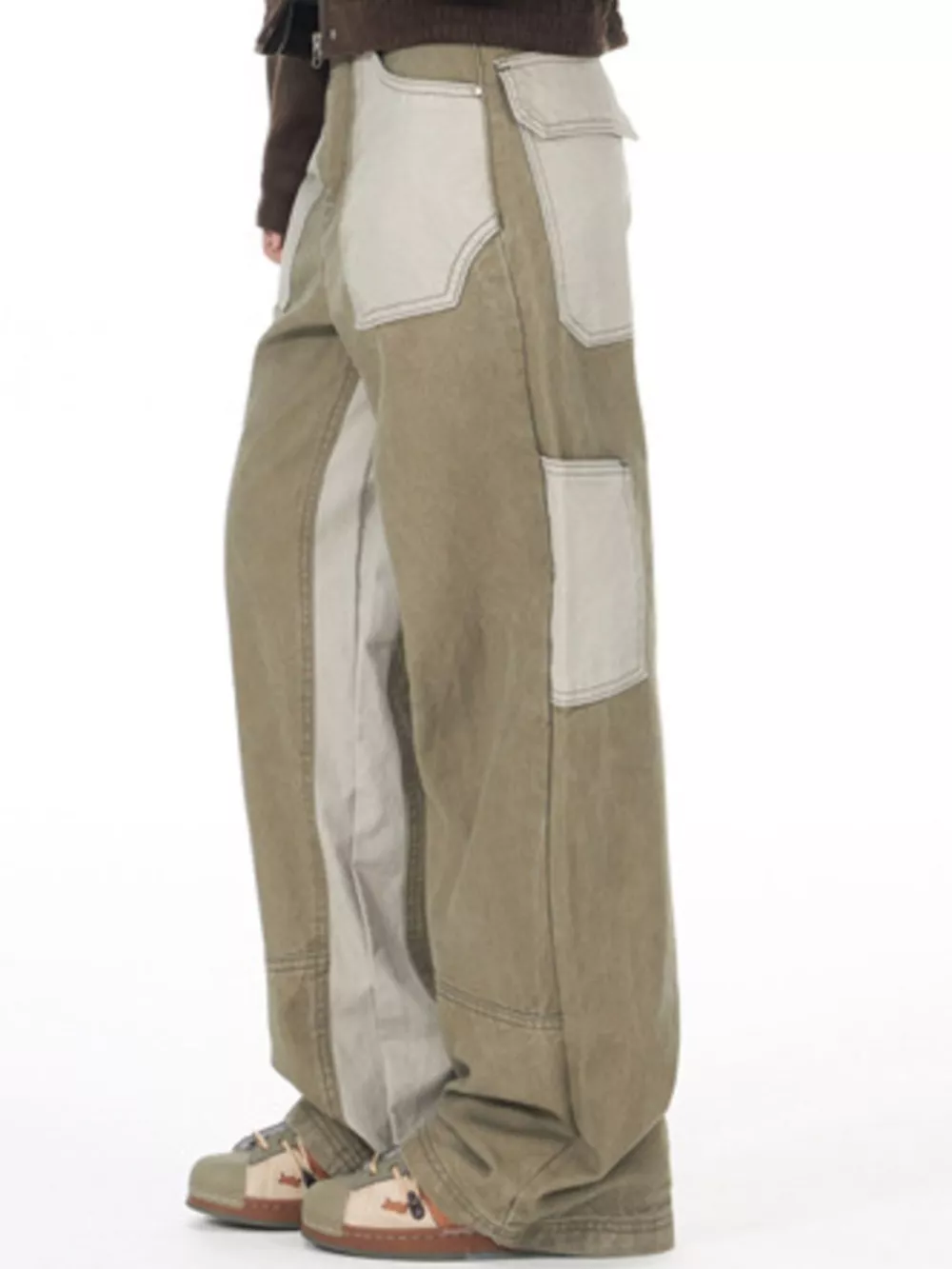 Men's Two-Tone Wide Leg Cargo Pants, image 2