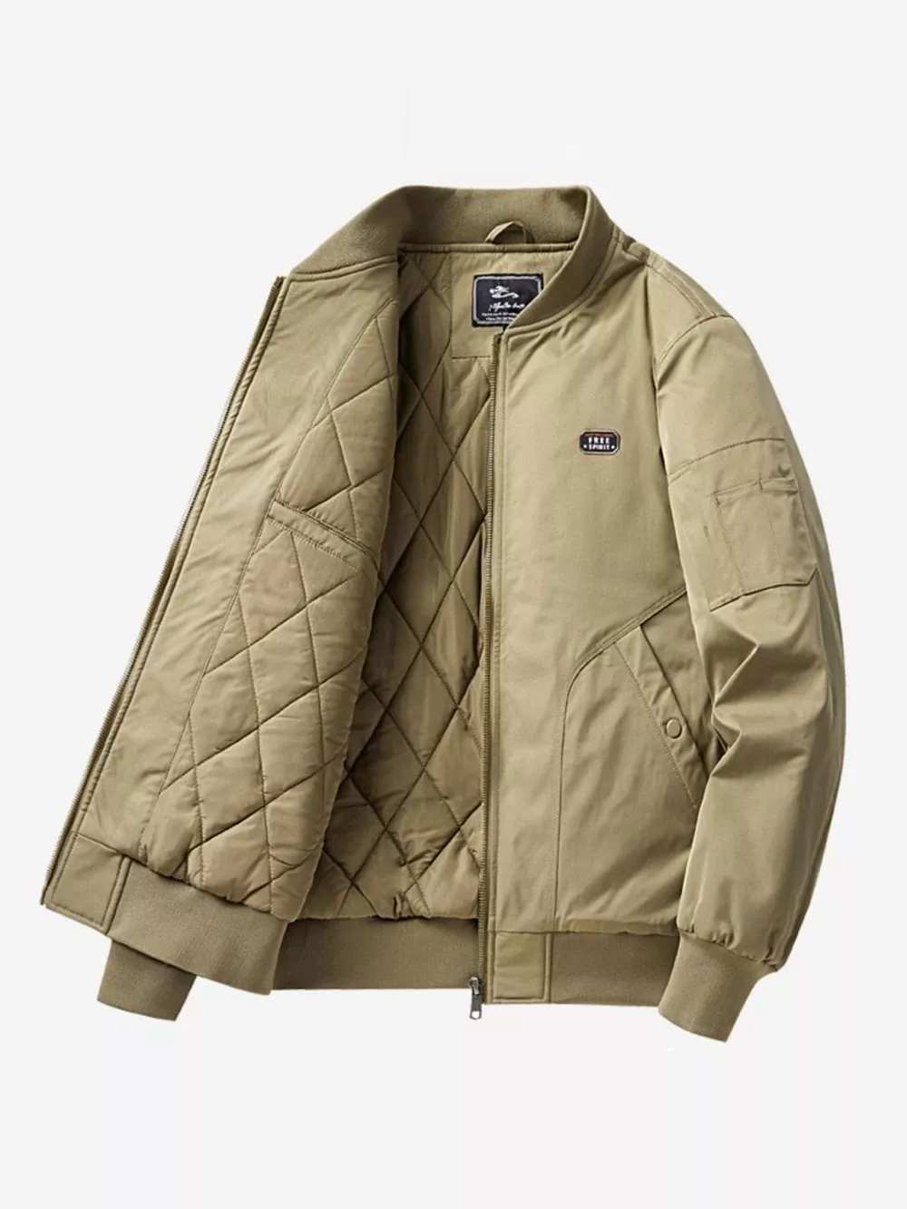 Men's Plus Size Bomber Jacket with Zipper, image 4