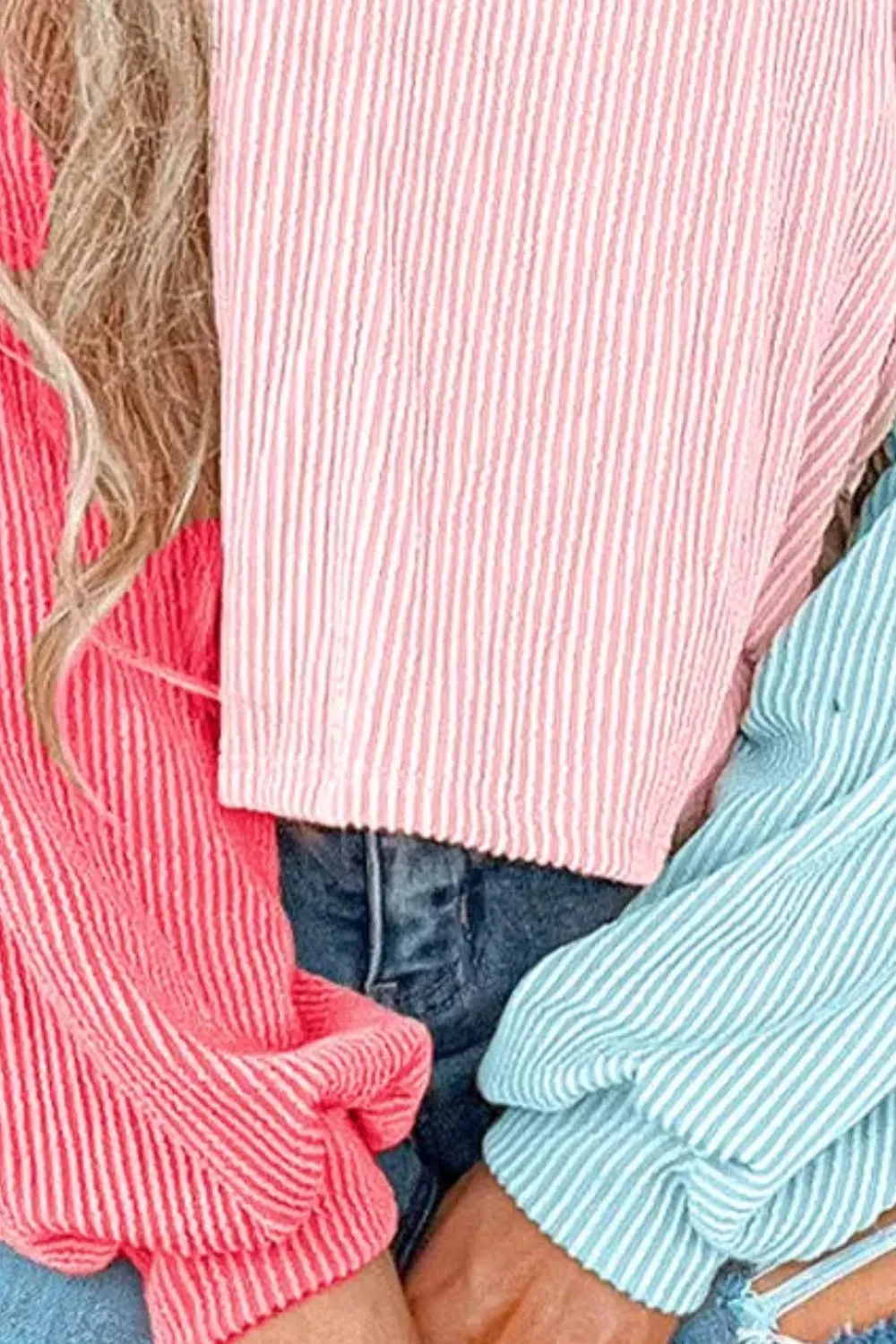 Color Block Round Neck Long Sleeve Top, image 8