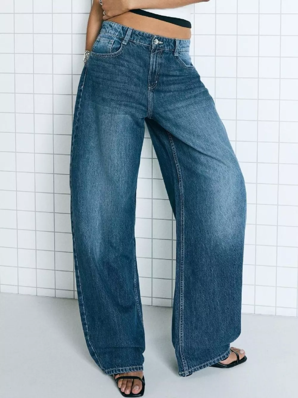 Wide Leg Washed Jeans, image 8