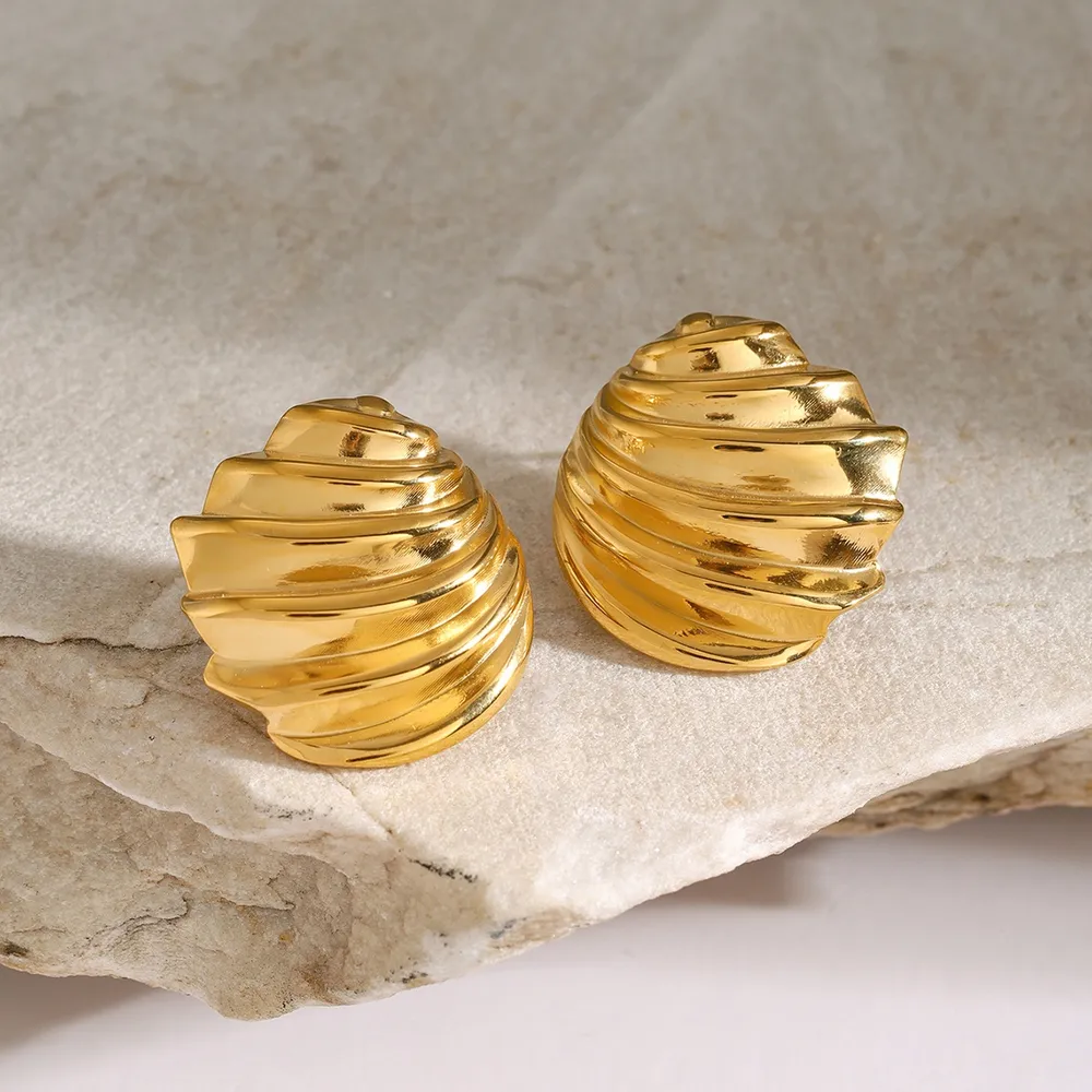Stainless Steel Shell Shape Stud Earrings, image 2