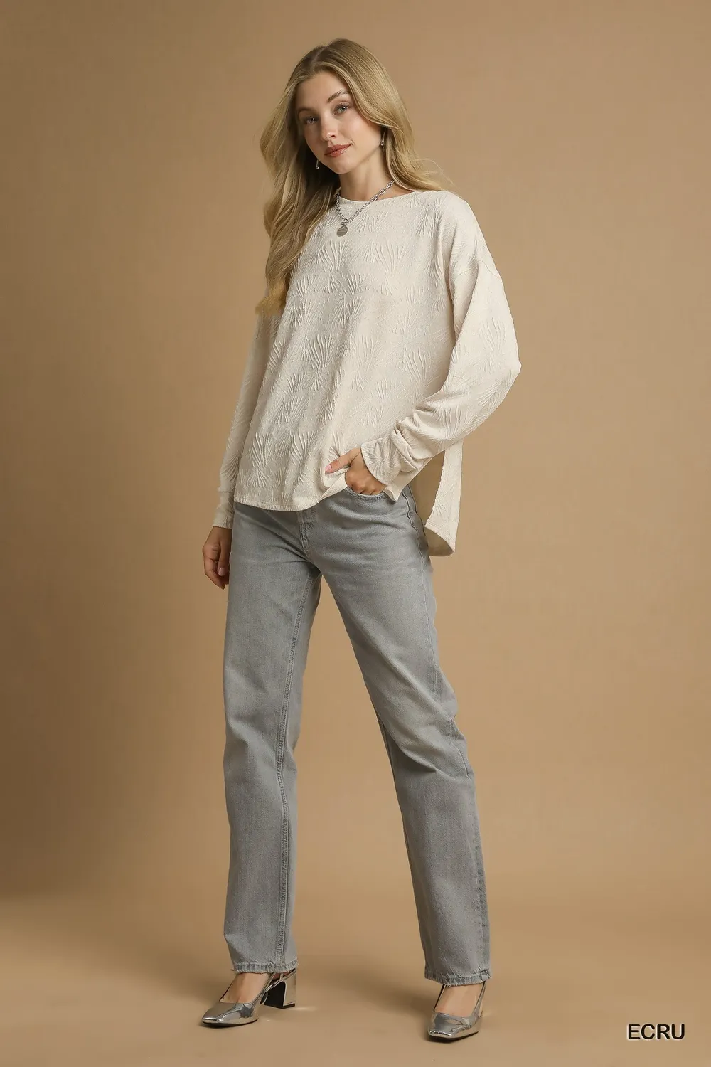 Textured Knit Long Sleeve Top, image 5