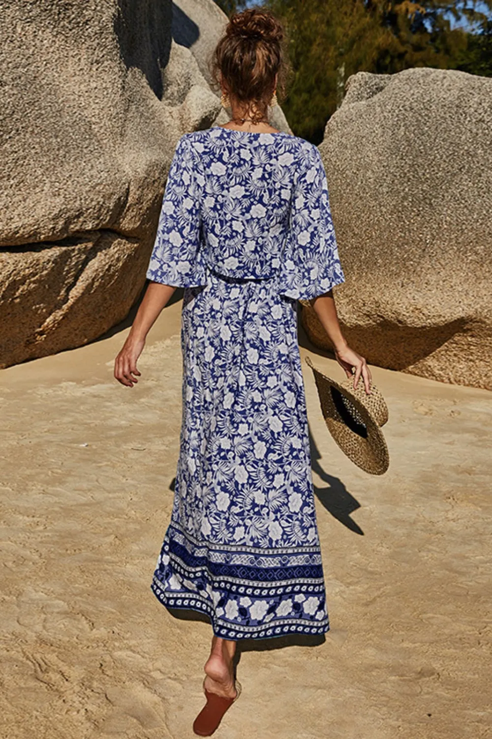 Printed Half Sleeve Top and Slit Skirt Set, image 22