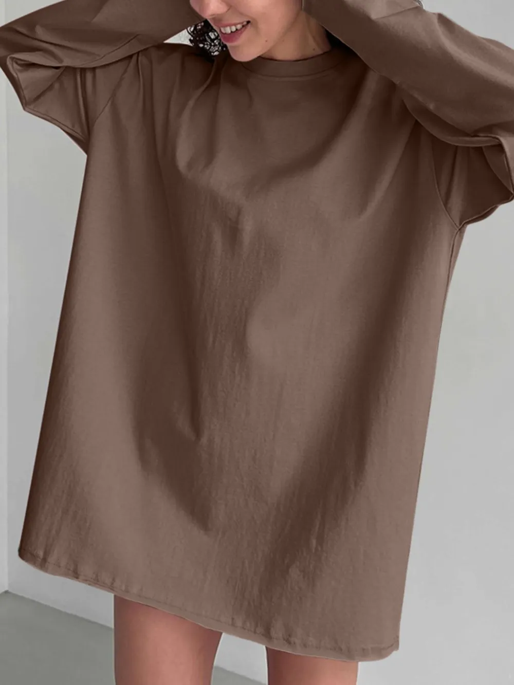 Round Neck Long Sleeve Oversized T-Shirt, image 10