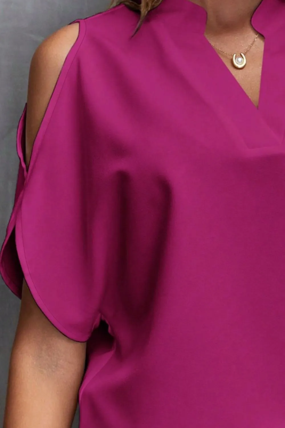 Notched Cold Shoulder Blouse, image 26