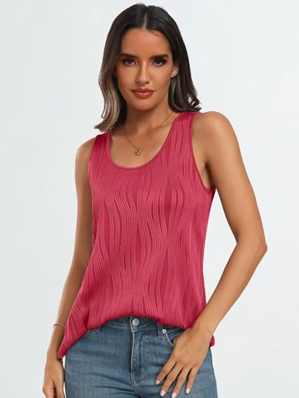 Round Neck Wide Strap Tank, image 2