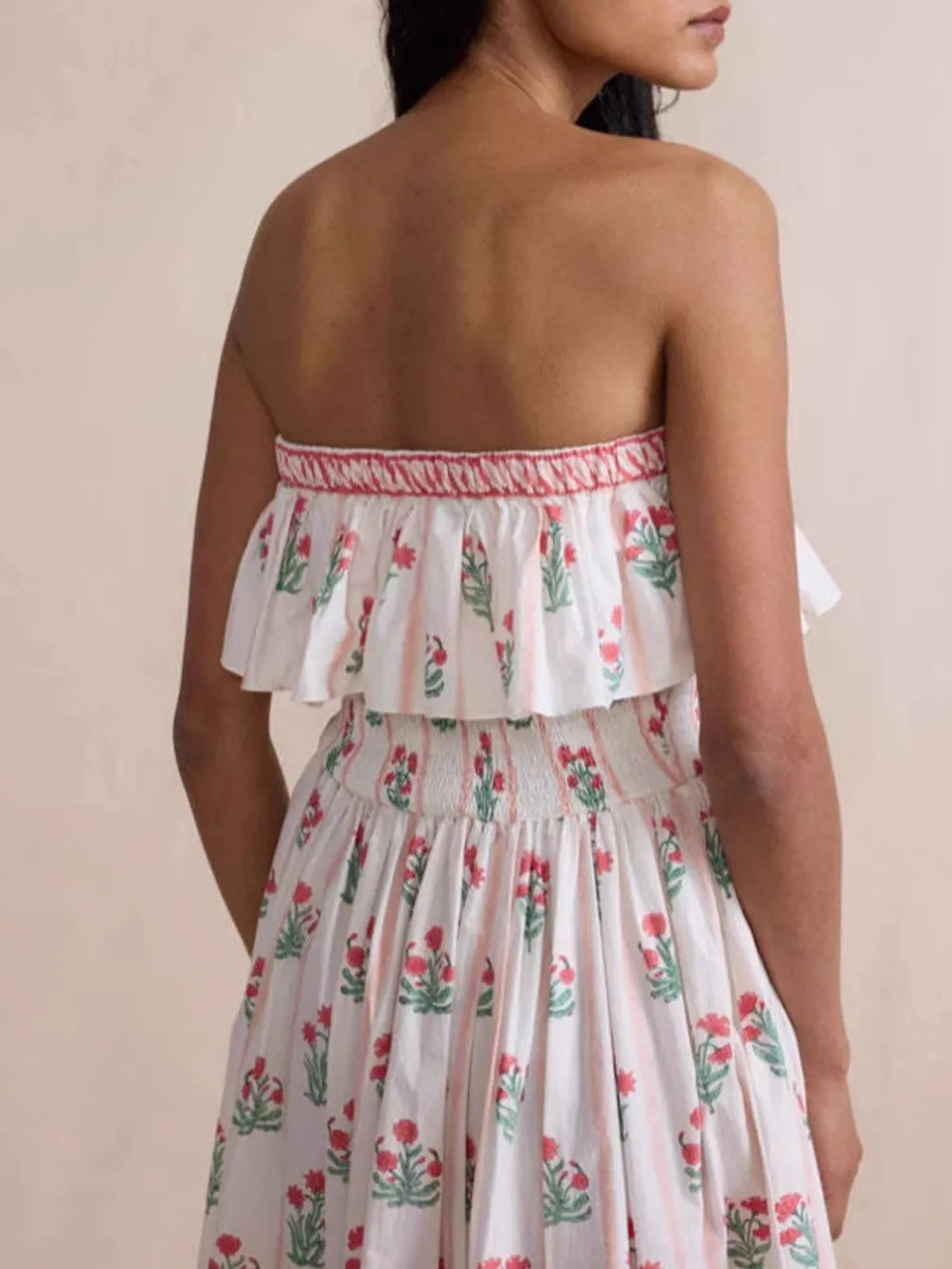 Floral Strapless Ruffle Dress, image 6