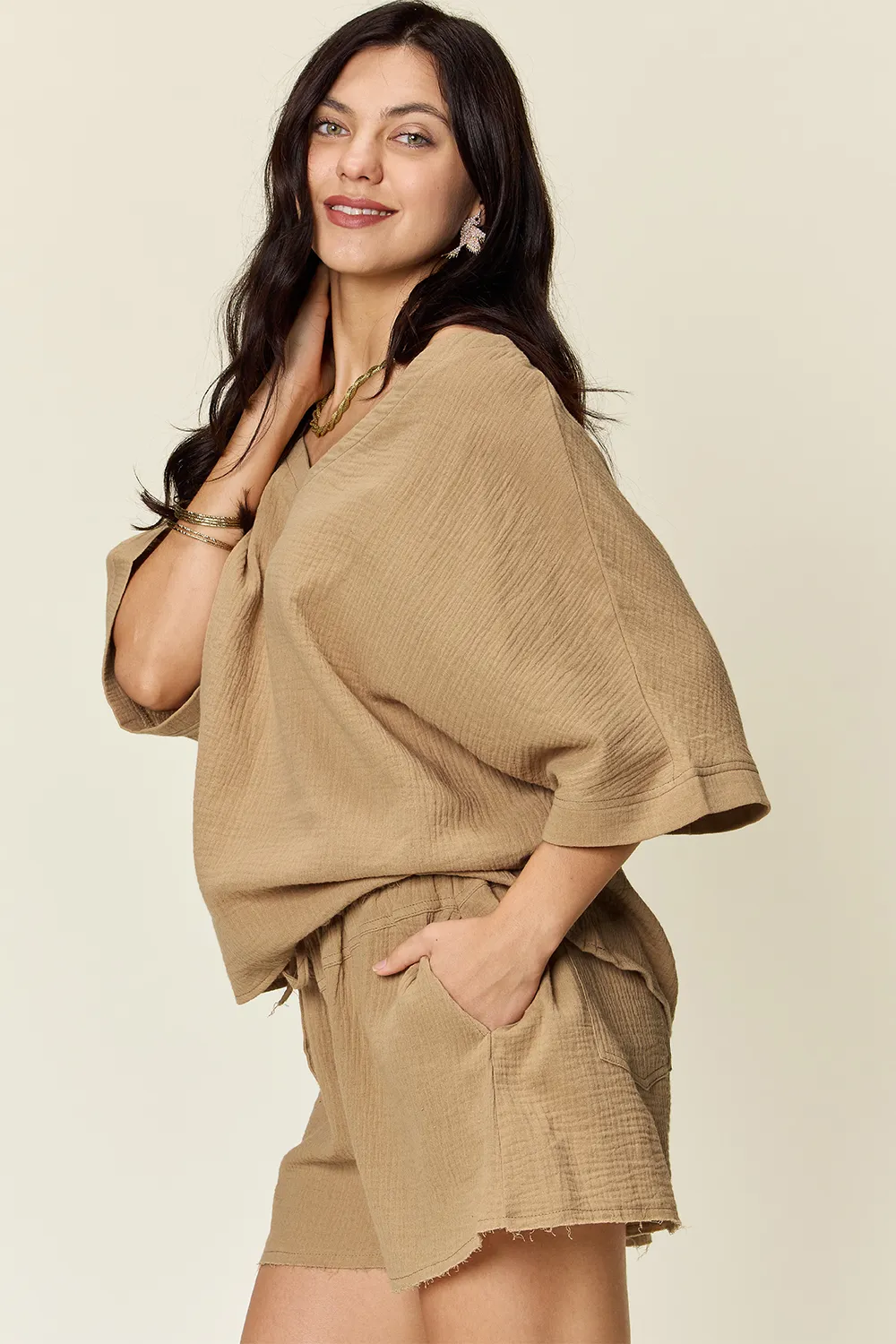 Texture Half Sleeve T-Shirt and Drawstring Shorts Set, image 18