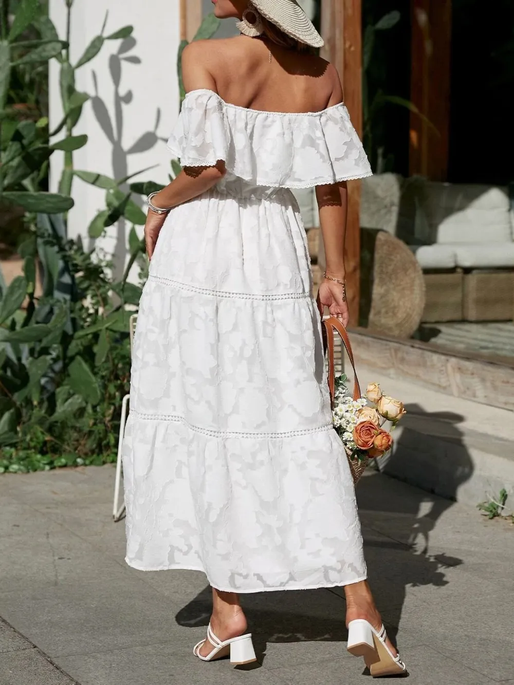 Ruched Off Shoulder Short Sleeve Midi Dress, image 11