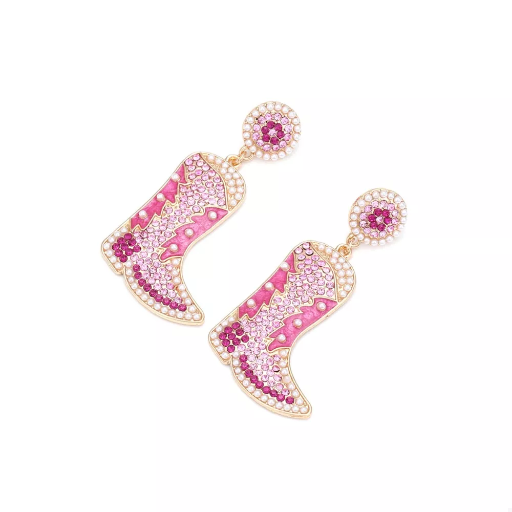 Rhinestone Cowboy Boot Dangle Earrings, image 6