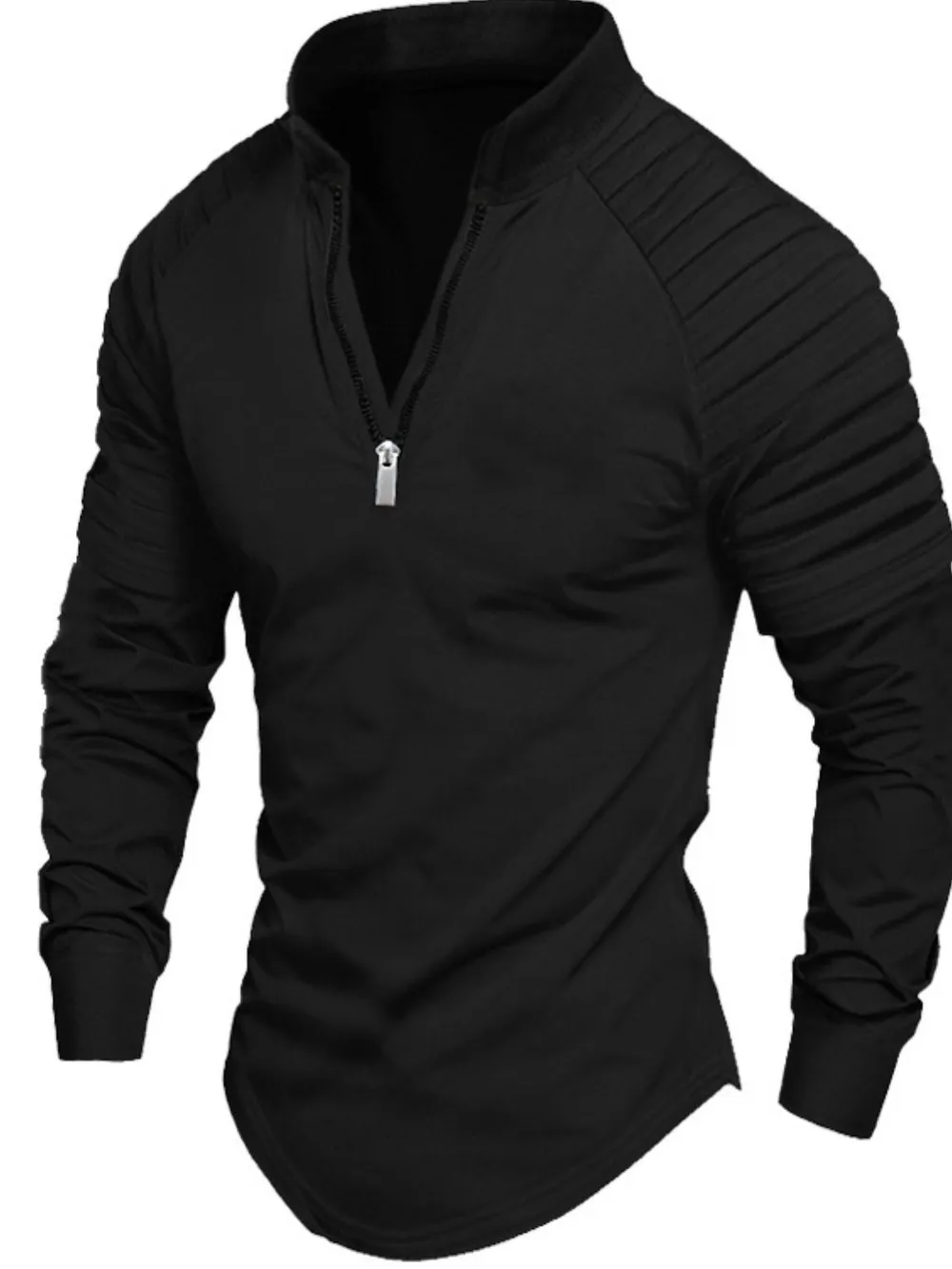Men's Full Size Quarter Zip Long Sleeve Polo Plus SIze, image 4