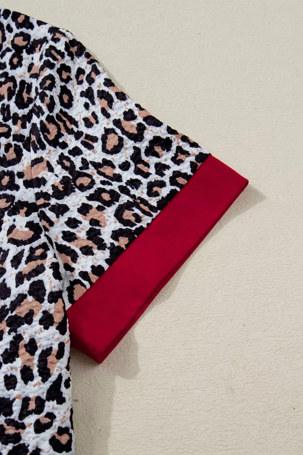 Contrast Frilled V Neck Trimmed Leopard Shirt, image 7
