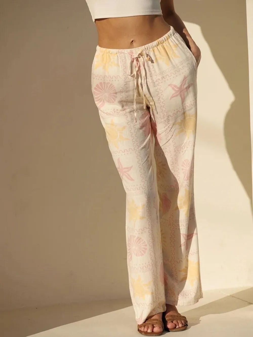 Printed Drawstring Straight Pants, image 5