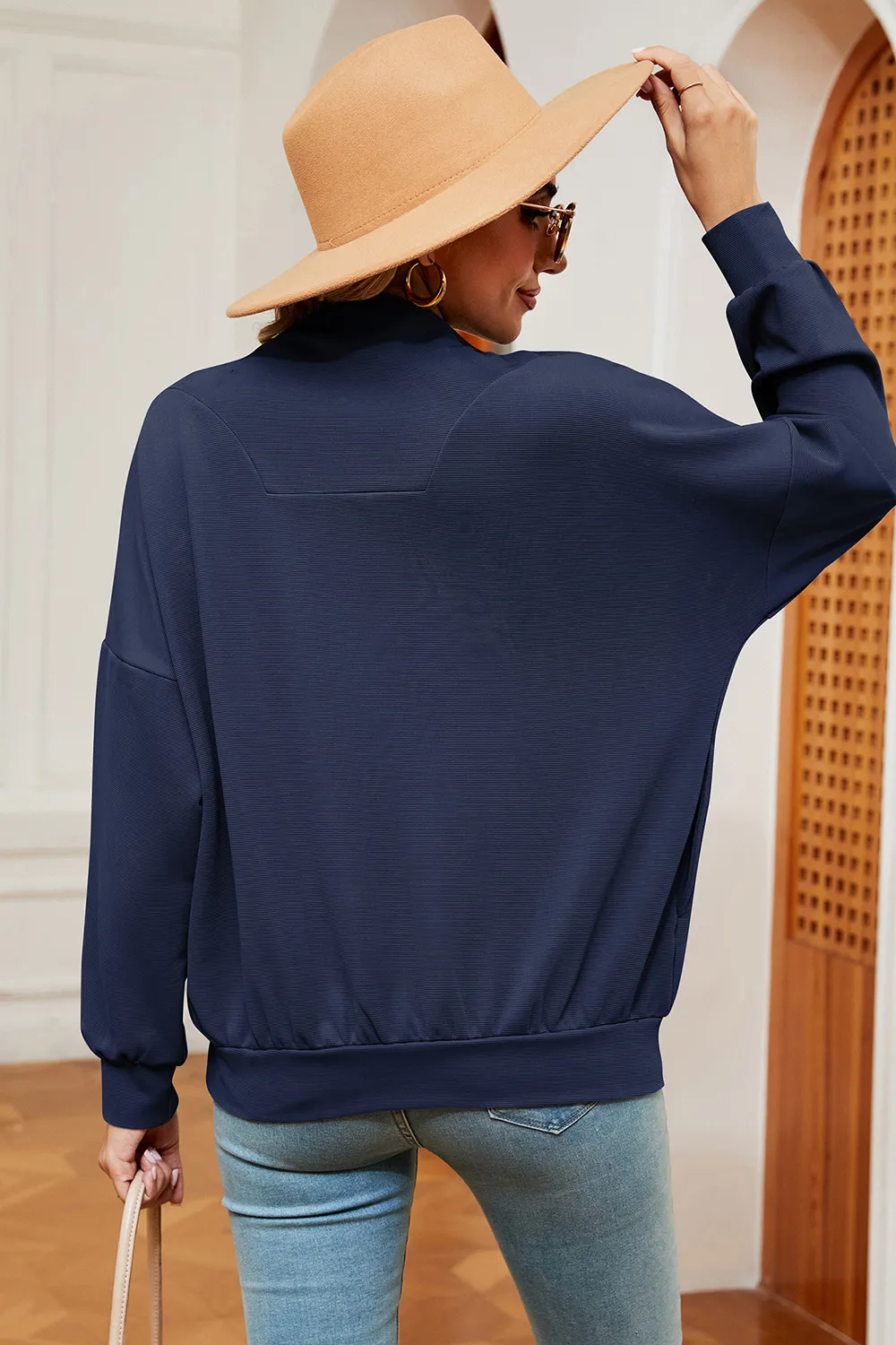 Half Zip Dropped Shoulder Sweatshirt, image 8