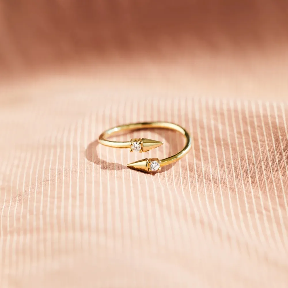 925 Sterling Silver Inlaid Zircon Bypass Ring, image 5
