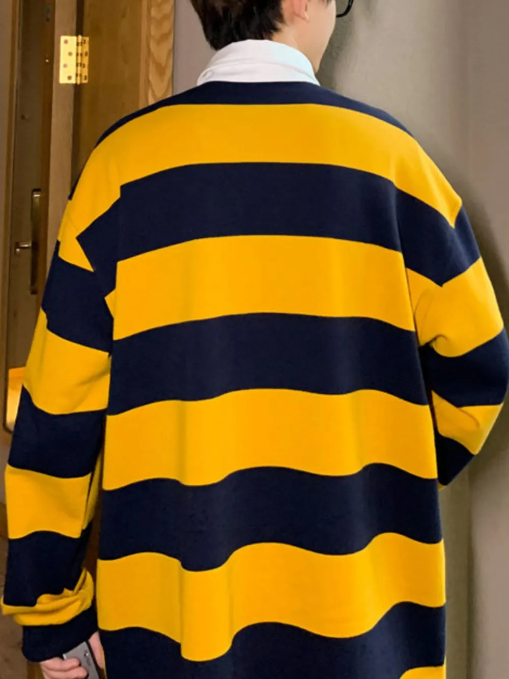 Men's Contrast Striped Long Sleeve Polo, image 8
