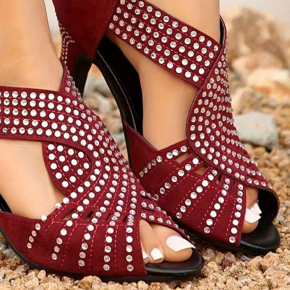 Peep Toe Block Heels Sandals, image 6