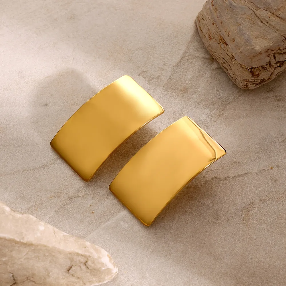 Stainless Steel Rectangle Earring, image 2