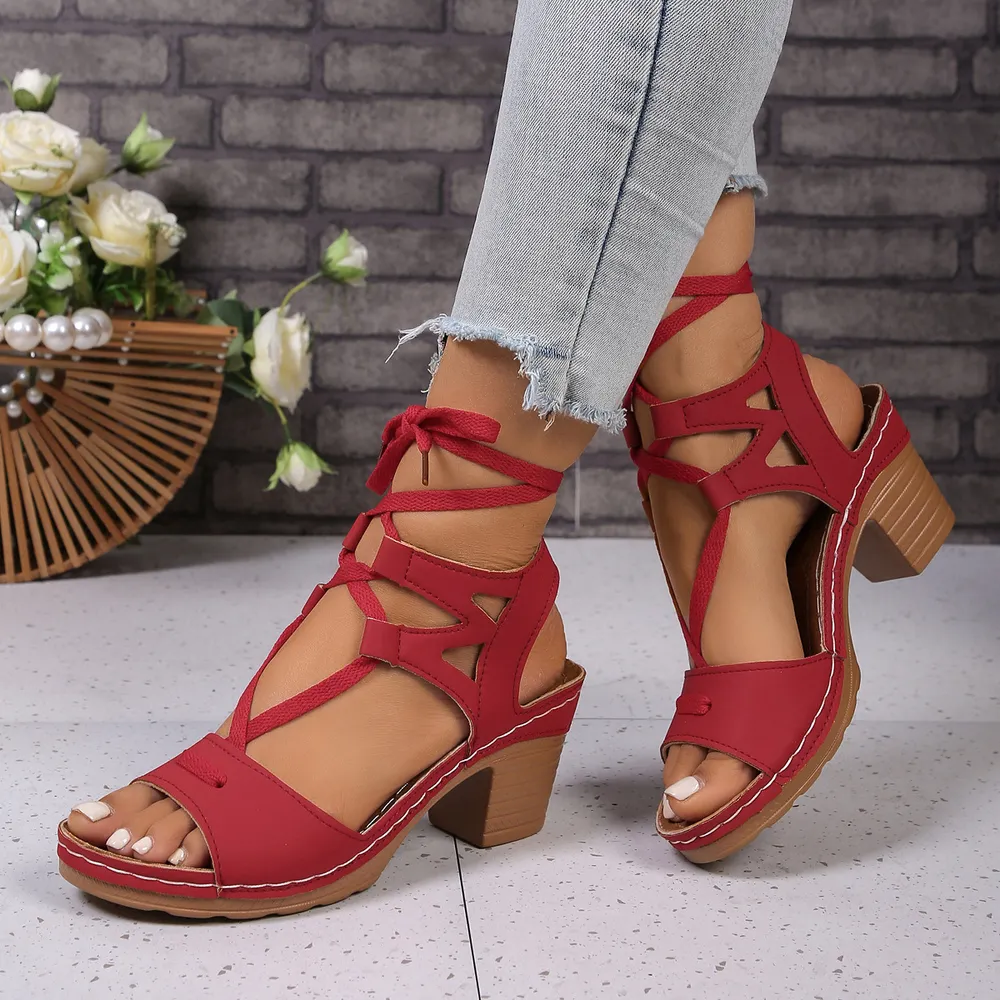 Lace-Up Block Heel Sandals, image 9
