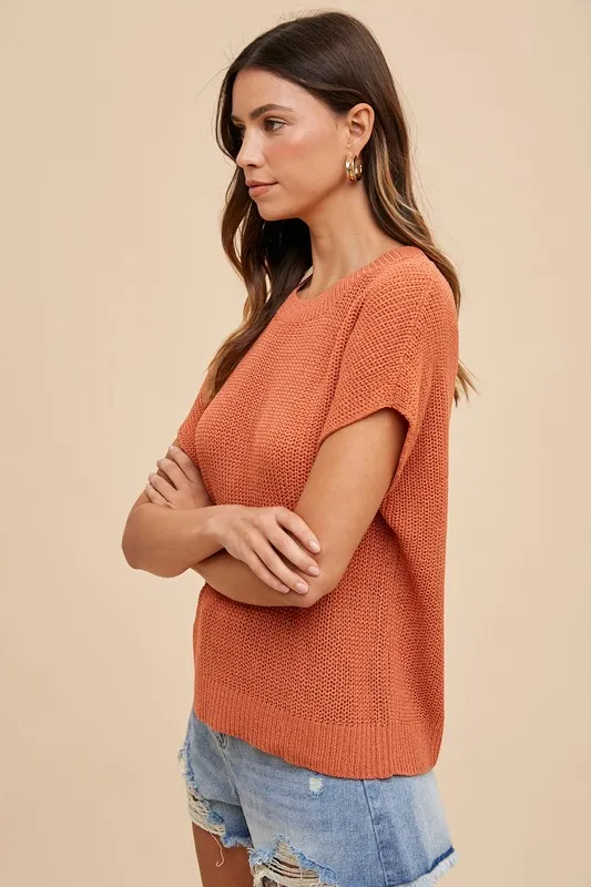 Round Neck Short Sleeve Sweater, image 5